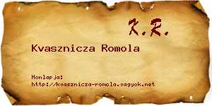 Kvasznicza Romola névjegykártya